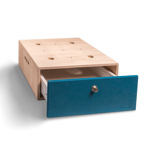 Box in halber H&ouml;he mit Schublade auf Schienen