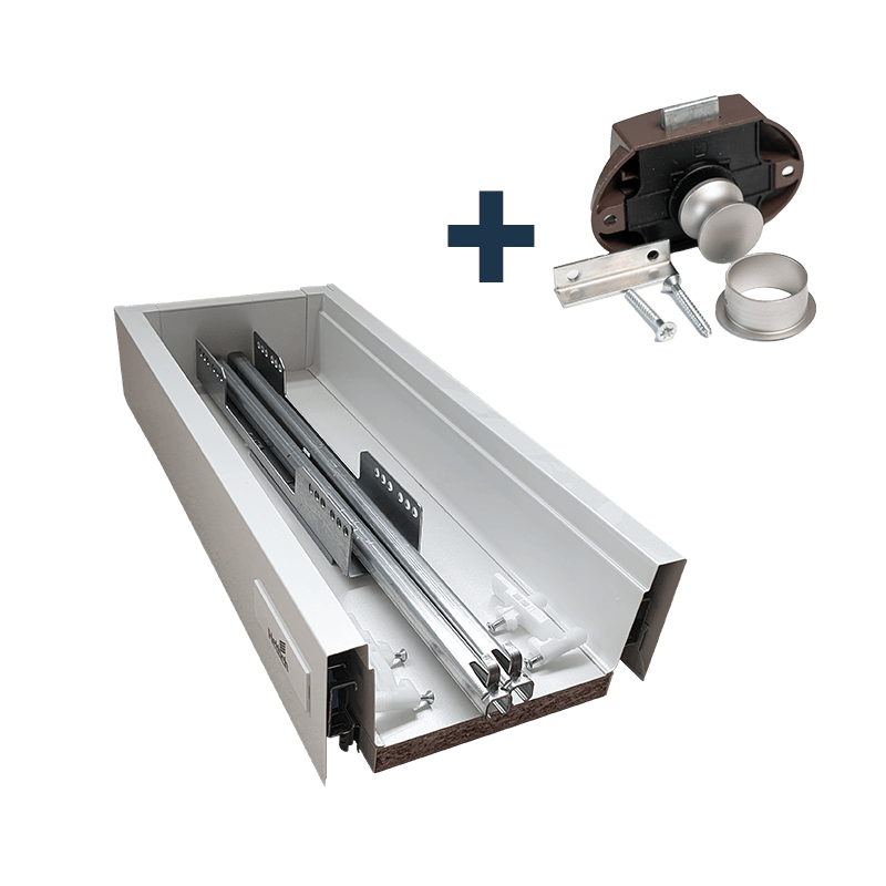 Drawer + slides + push button